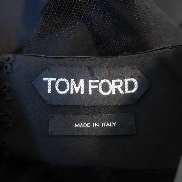 Tom Ford Spring 2015 Runway Illusion Gown Black Sequined Mesh Size 46