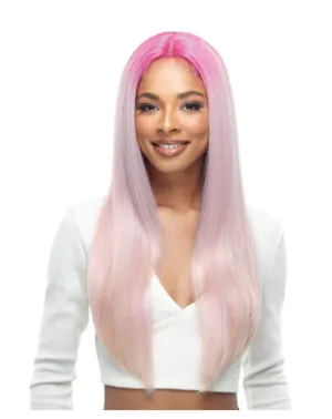 Transparent Lace Long Straight Wig - Deep Maroon