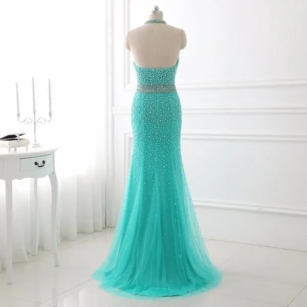 Turquoise Blue Mermaid Prom Dress