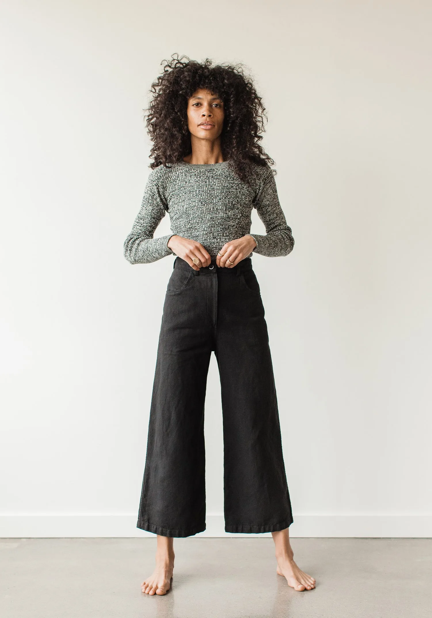 Twill Wide Leg Trouser