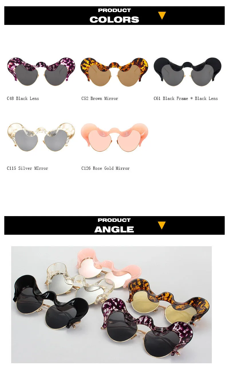 Unique Women's Fashion Cat Eye Sunglasses -Black,Brown,Silver,Rose Gold