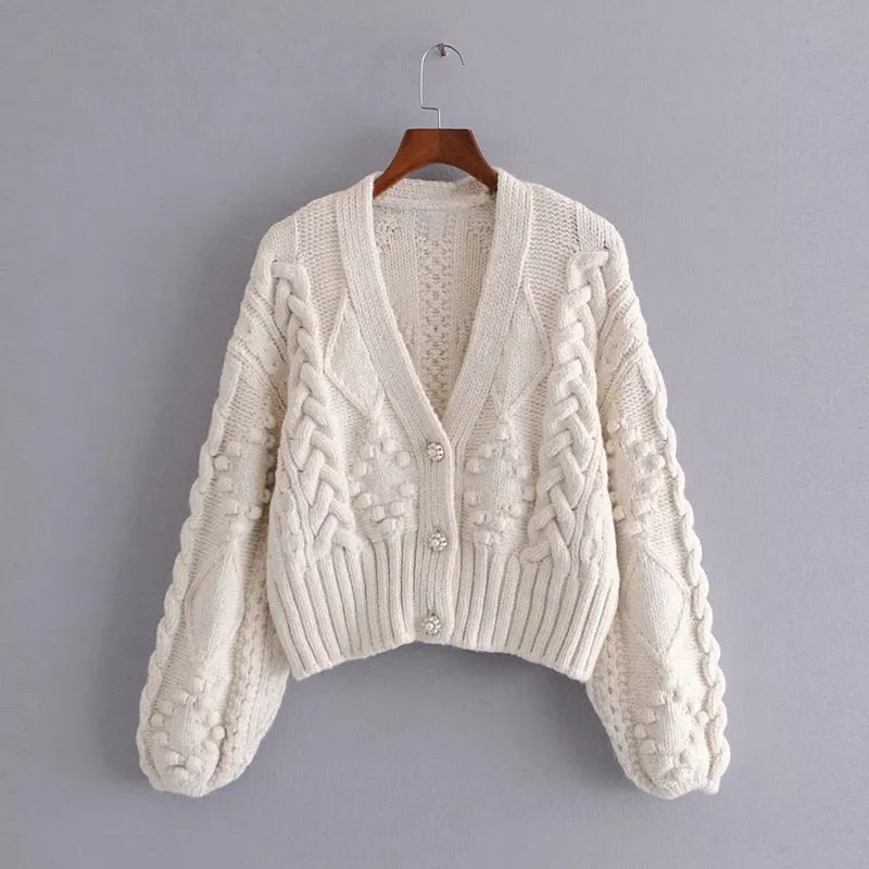 V-neck Knit Single-breasted Sweaters Cardigans Outerwear