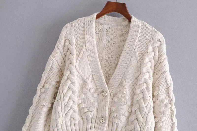 V-neck Knit Single-breasted Sweaters Cardigans Outerwear