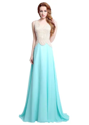 V-neck Prom Dress With Beadings