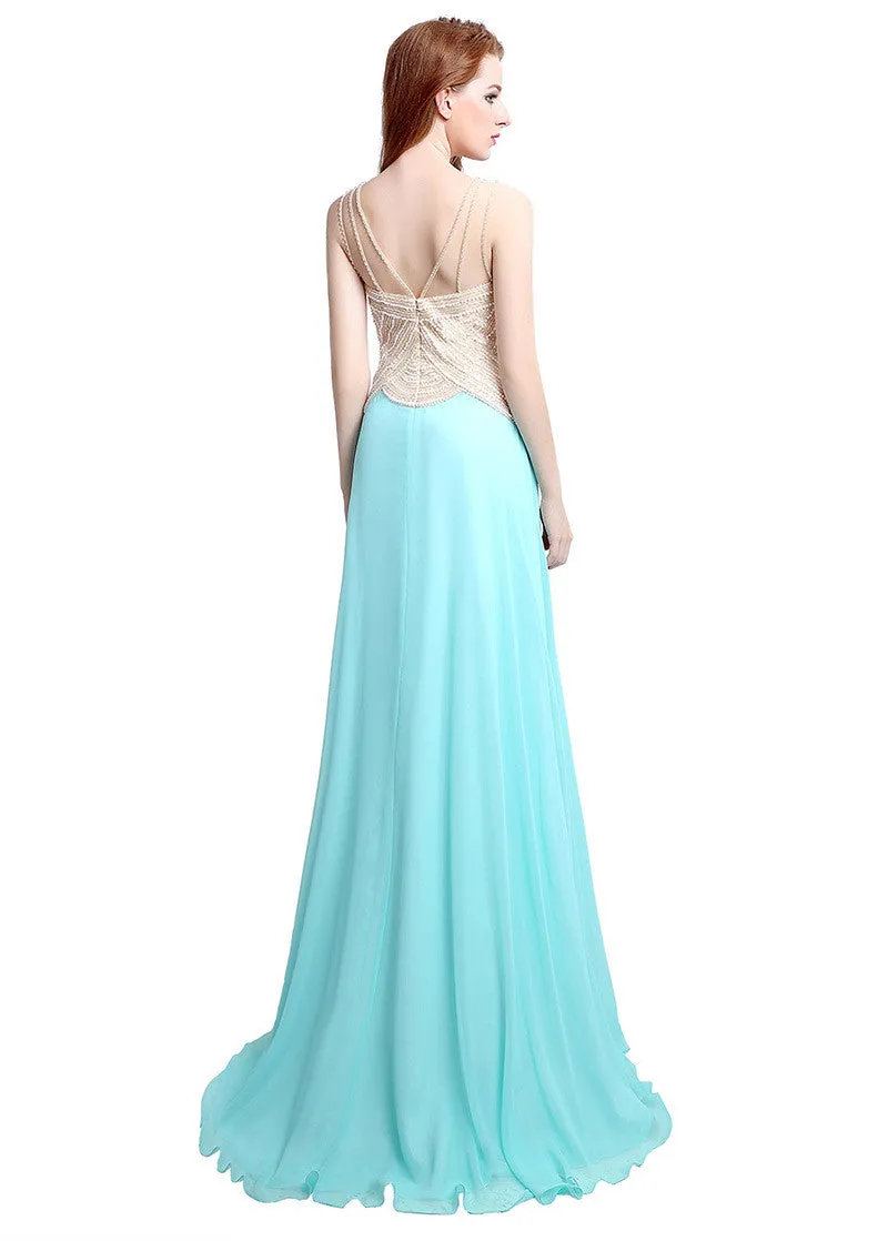 V-neck Prom Dress With Beadings