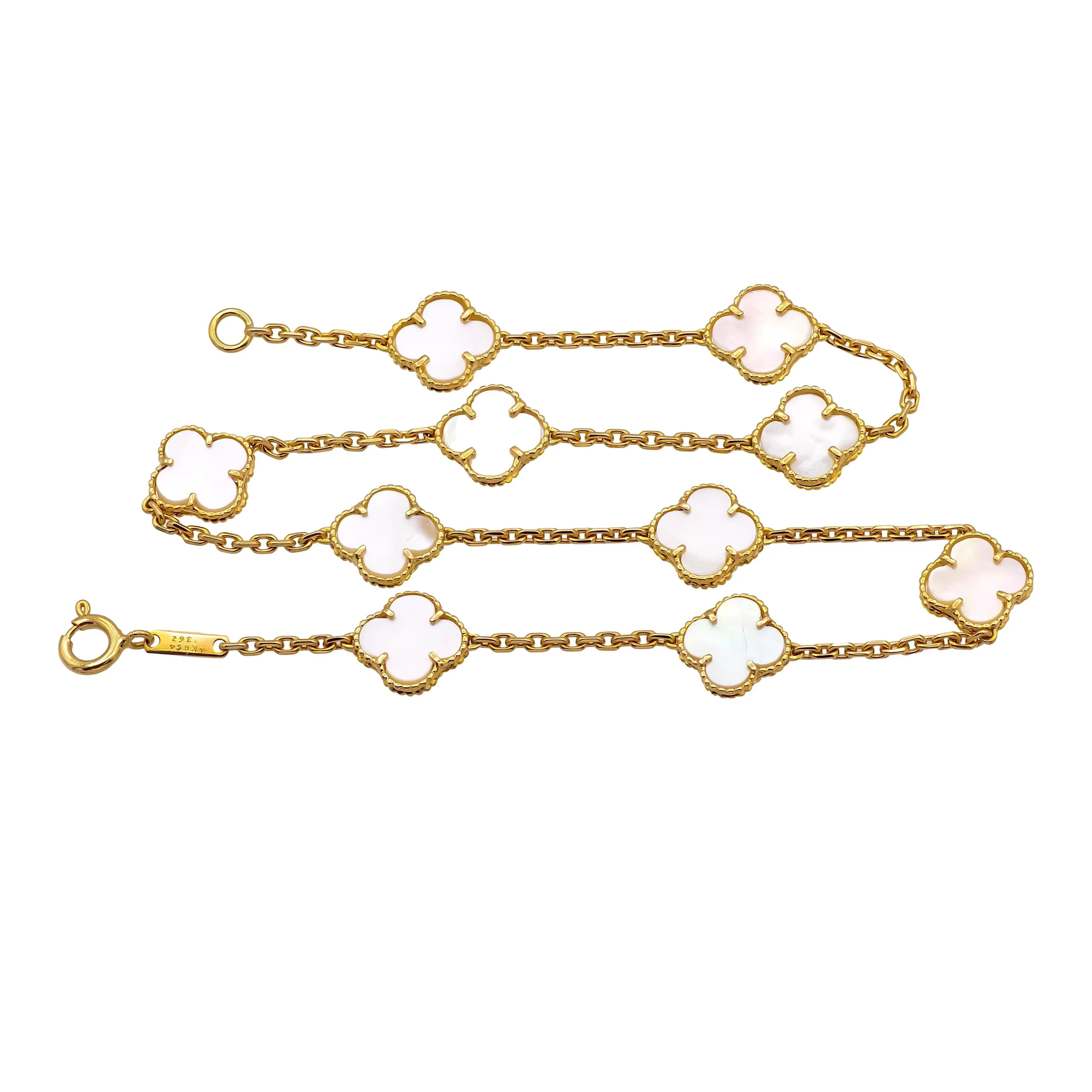 Van Cleef & Arpels 18K Yellow Gold Vintage Alhambra 10 Motif  Necklace Ca. 2000