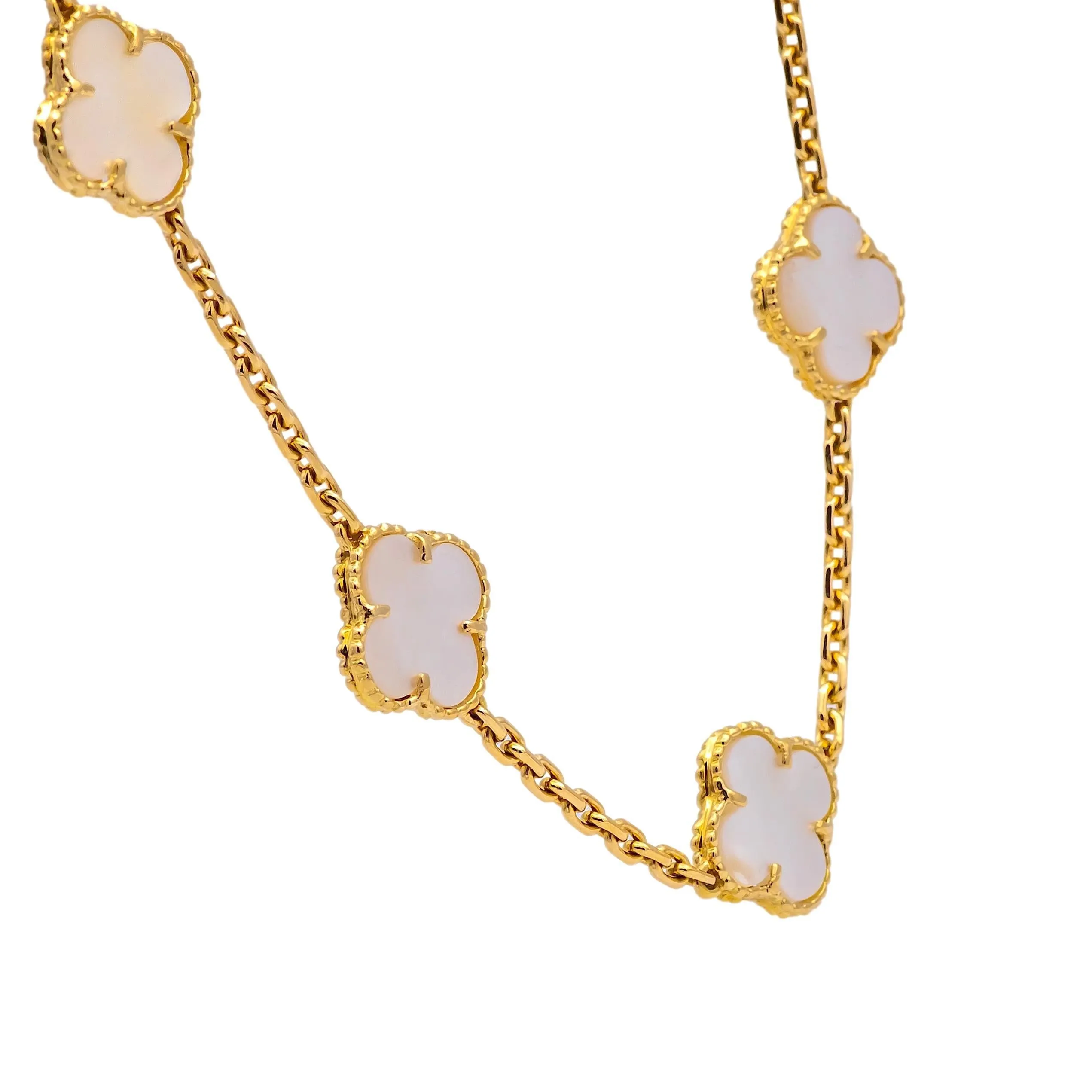 Van Cleef & Arpels 18K Yellow Gold Vintage Alhambra 10 Motif  Necklace Ca. 2000