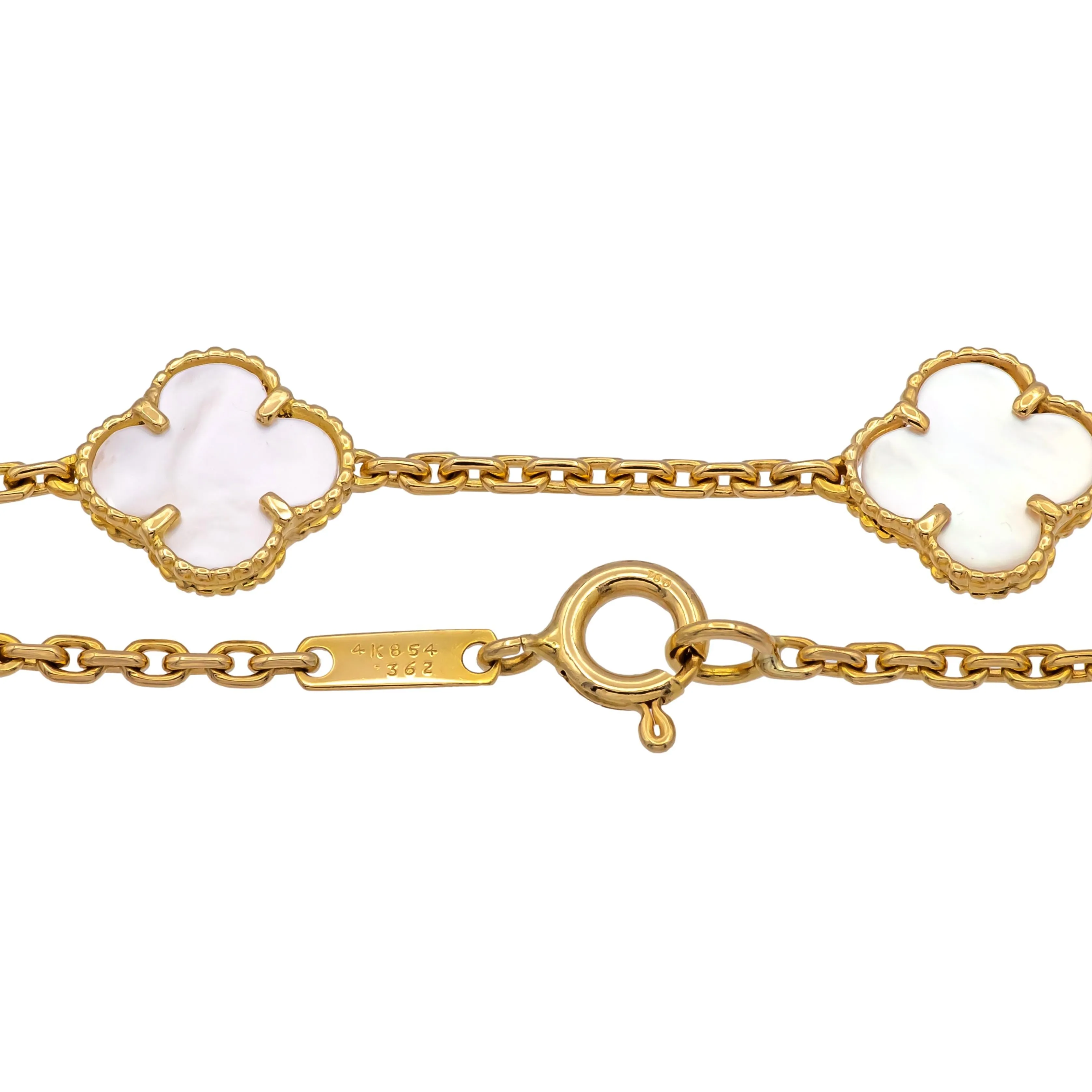 Van Cleef & Arpels 18K Yellow Gold Vintage Alhambra 10 Motif  Necklace Ca. 2000