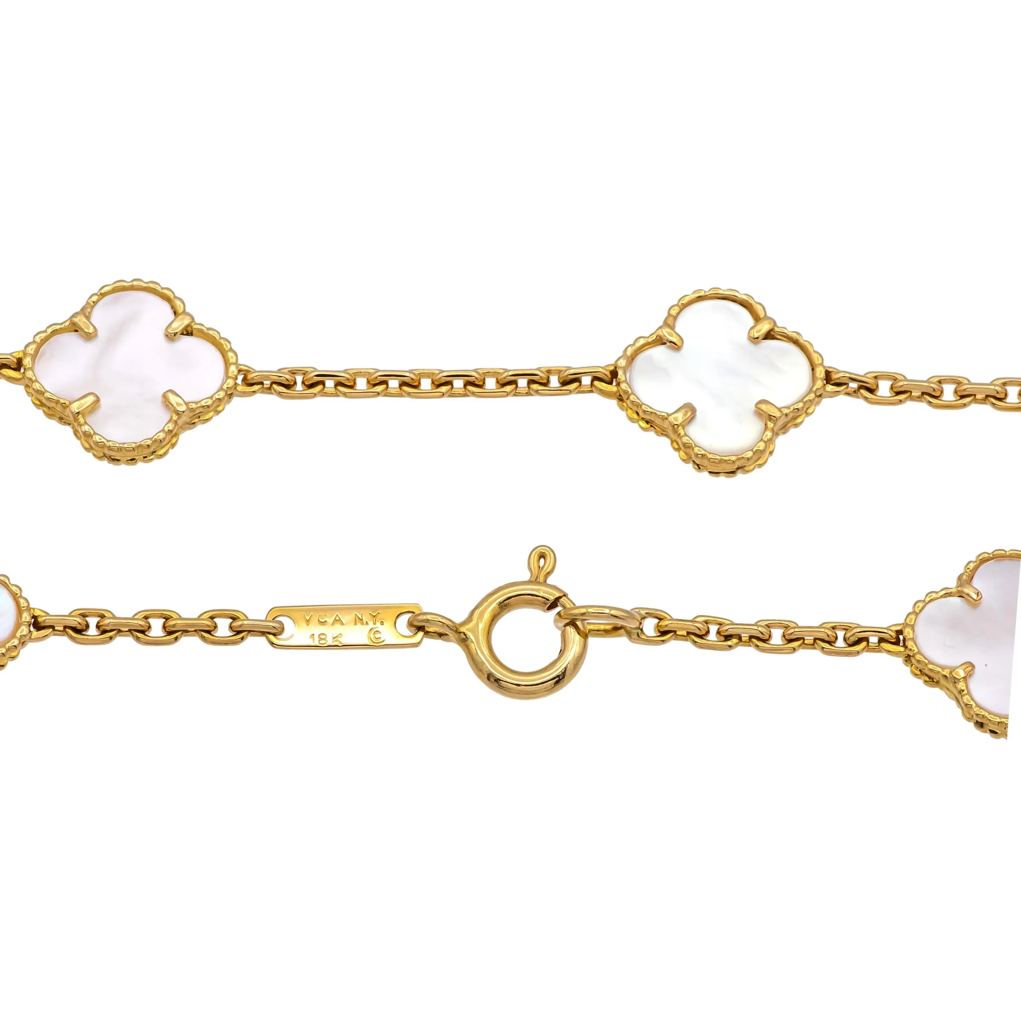 Van Cleef & Arpels 18K Yellow Gold Vintage Alhambra 10 Motif  Necklace Ca. 2000
