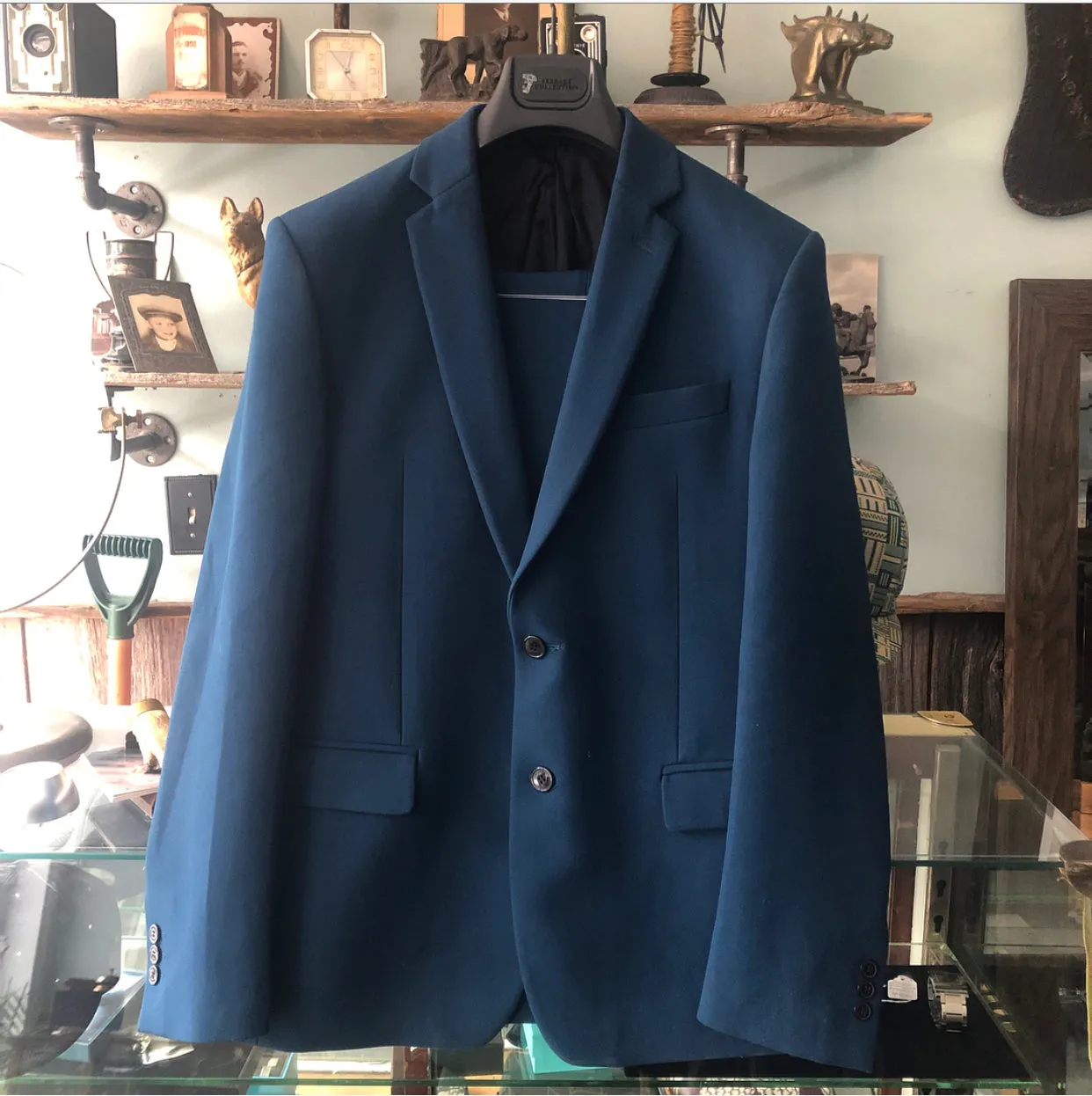 Versace Collection By Gianni Versace Two Piece Wool Blend Turquoise Suit - 38