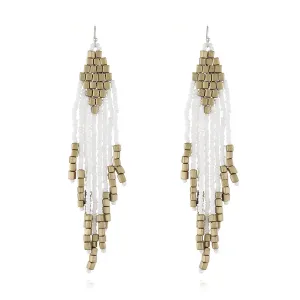 White Howlite Tassel Drop Earrings