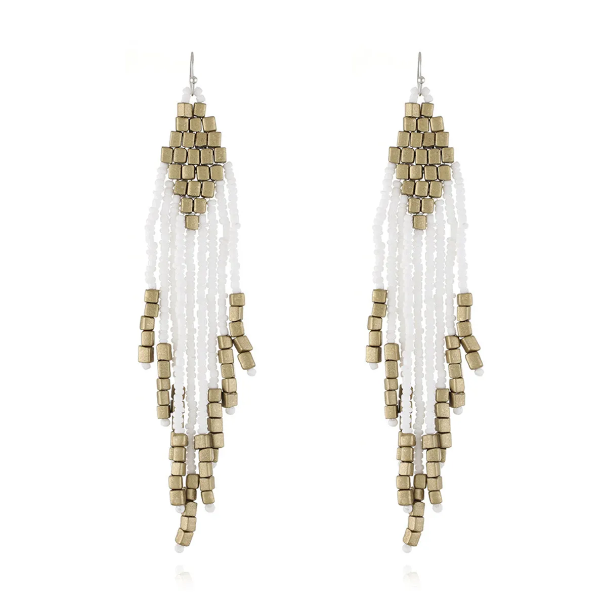 White Howlite Tassel Drop Earrings