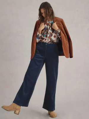 White Stuff Belle Cord Wide Leg Trouser Dark Navy