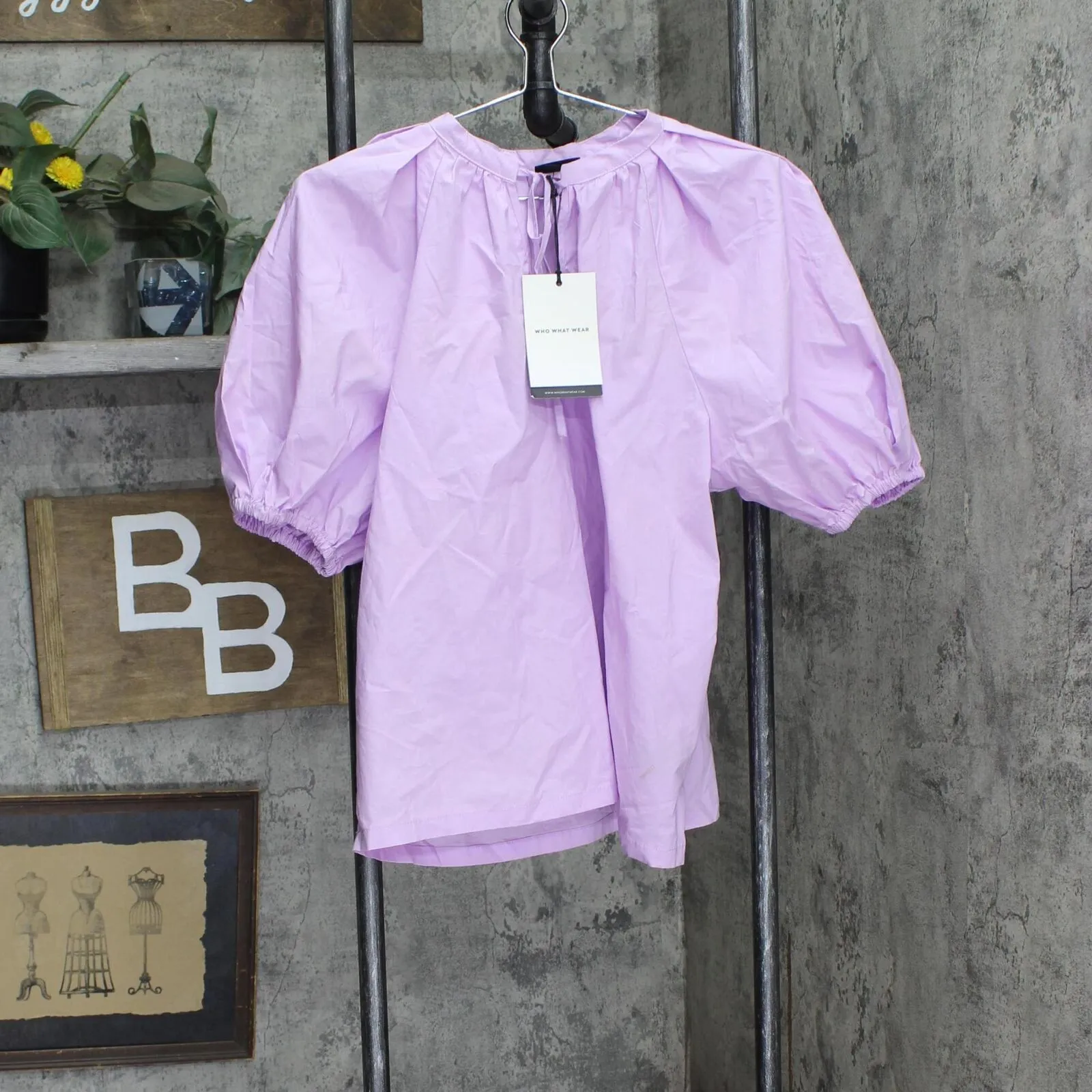 Who What Wear Women's Puff Elbow Sleeve Shell Blouse 84201887 Purple L