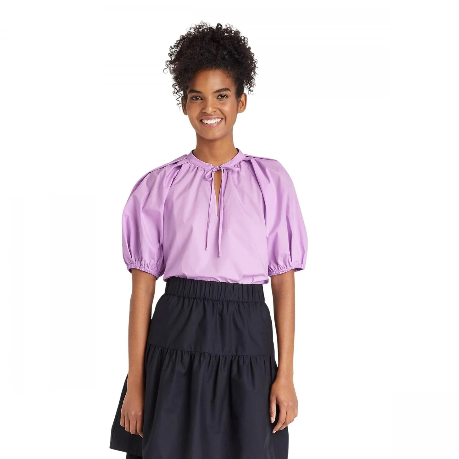 Who What Wear Women's Puff Elbow Sleeve Shell Blouse 84201887 Purple L
