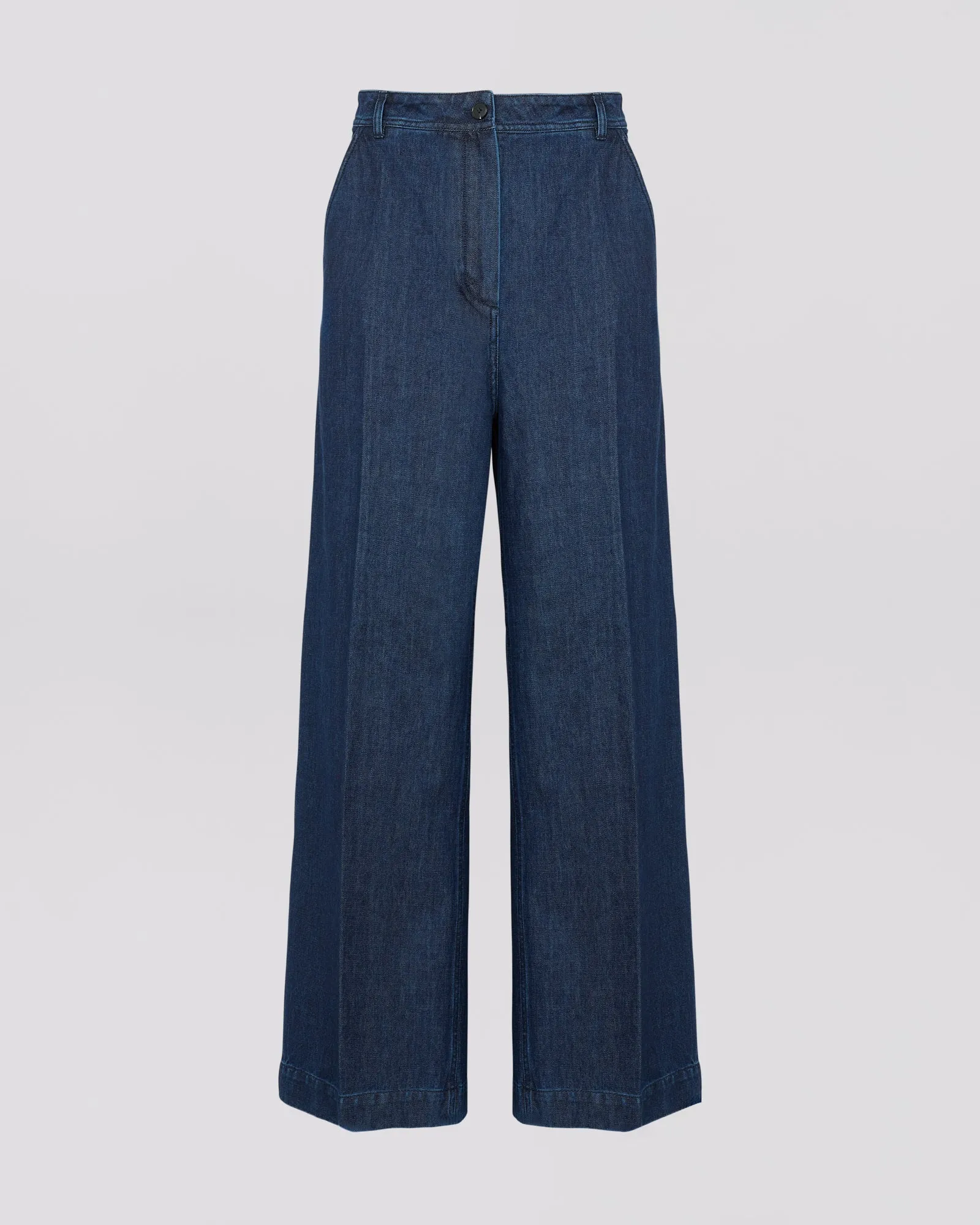 Wide-leg denim trousers