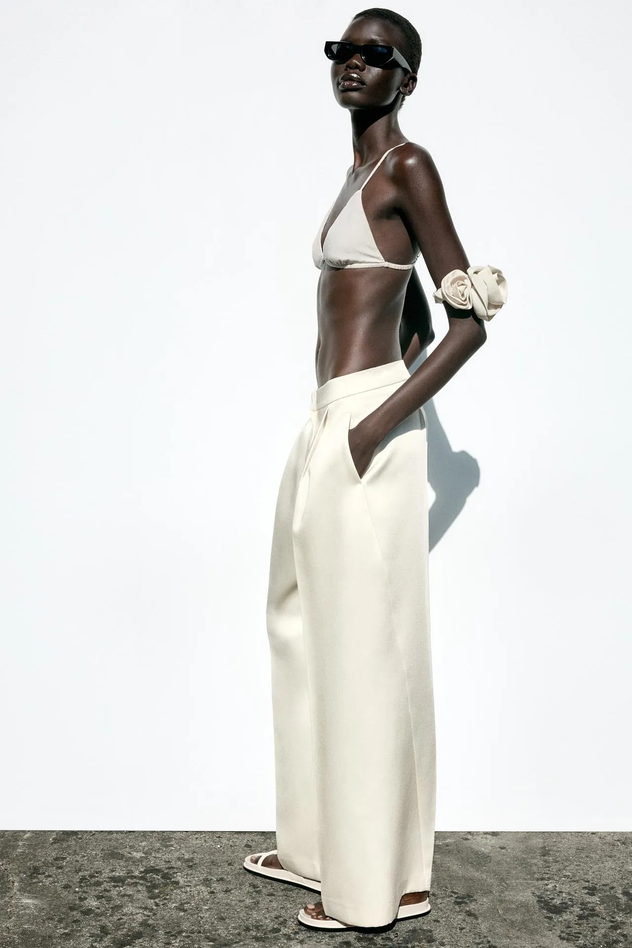 Wide-Leg Satin Trousers