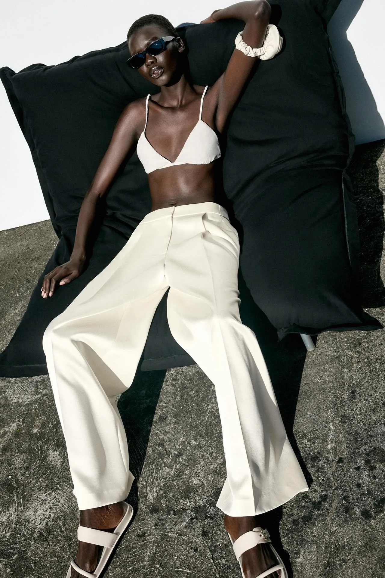 Wide-Leg Satin Trousers