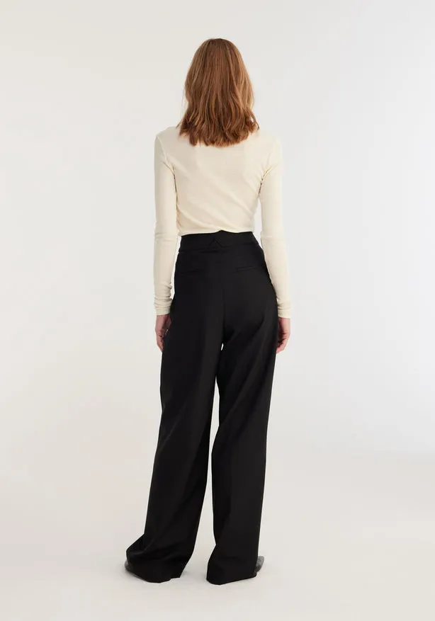 Wide Leg Trousers in Noir