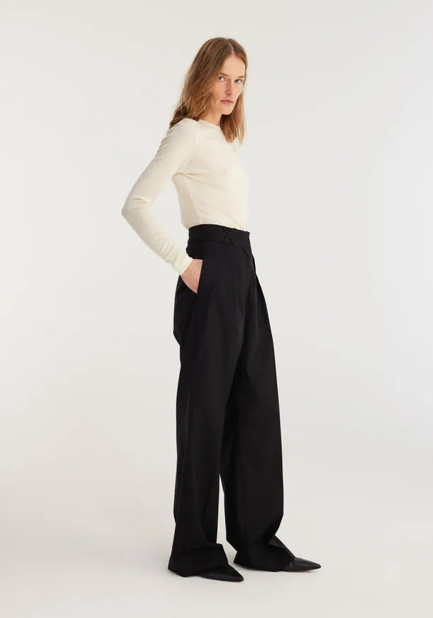 Wide Leg Trousers in Noir