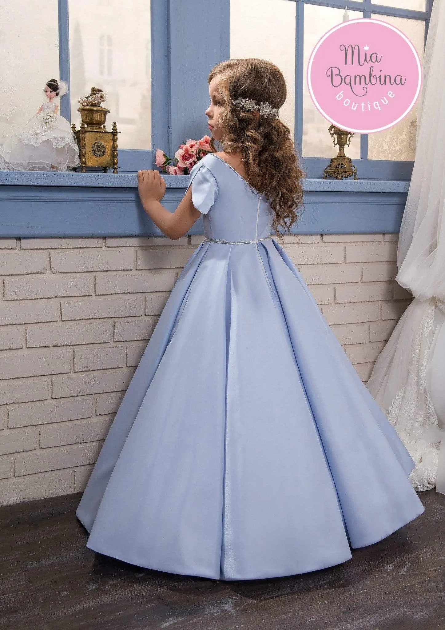 Wisteria Blue satin Princess dress FINAL SALE