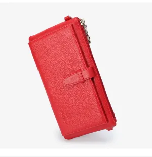 Women Credit card holder Genuine Leather wallet female long zipper multi-function clutch chain slung soft leather clutch bag