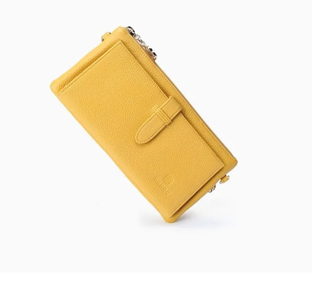 Women Credit card holder Genuine Leather wallet female long zipper multi-function clutch chain slung soft leather clutch bag