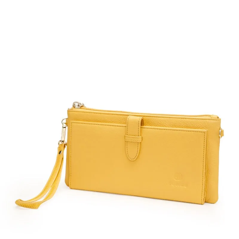 Women Credit card holder Genuine Leather wallet female long zipper multi-function clutch chain slung soft leather clutch bag