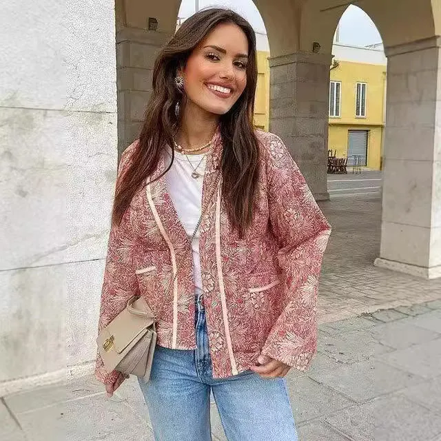 Women's Clothing Autumn And Winter Jackets Loose Tribal Style Long Sleeve Coat With Thin Cotton Sandwich Cardigan Tops