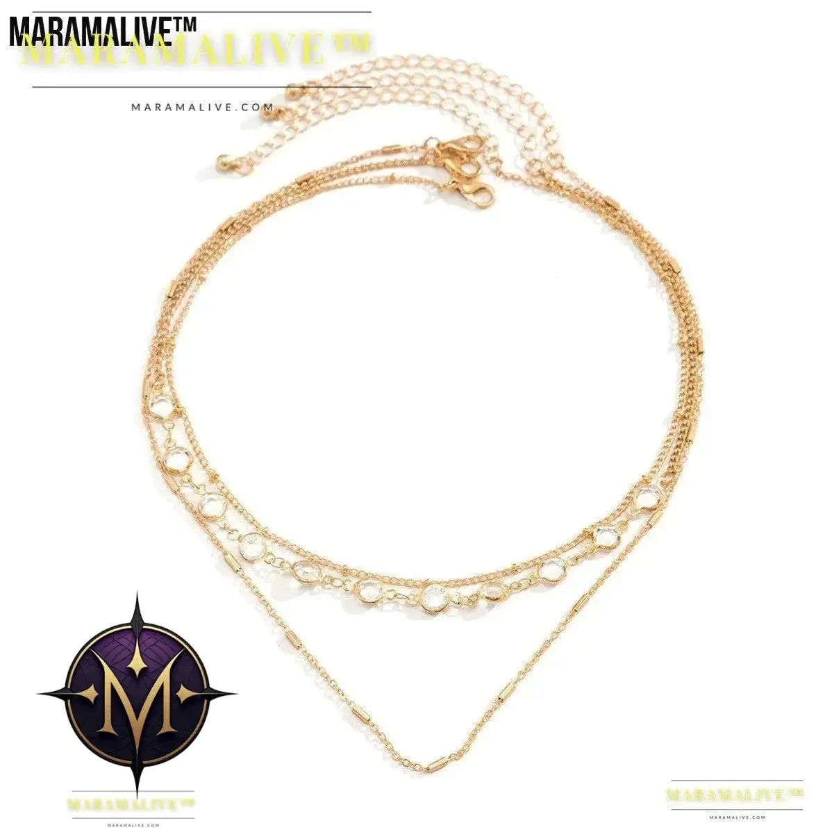 Women's Fashion All-match Simple Crystal Twin Clavicle Chain