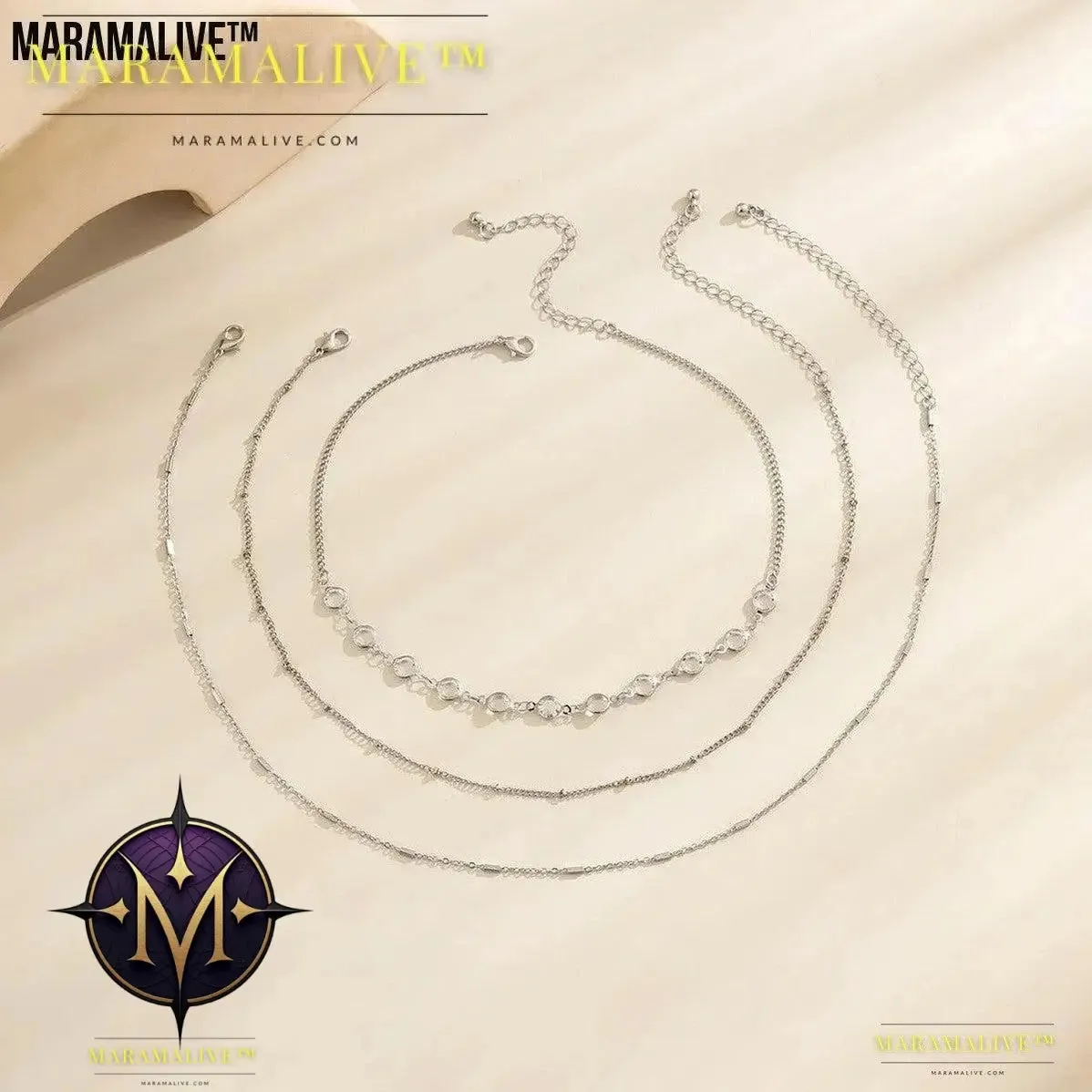 Women's Fashion All-match Simple Crystal Twin Clavicle Chain