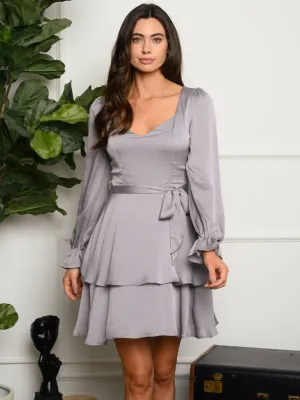 WOMEN'S LONG SLEEVE LAYERED MINI DRESS