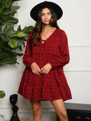 WOMEN'S LONG SLEEVE LAYERED TUNIC MINI DRESS