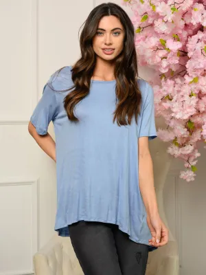 WOMEN'S SHORT RUFFLE SLEEVE PLEATED BACK TOP