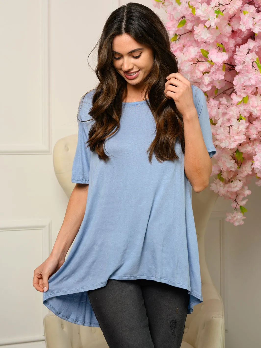 WOMEN'S SHORT RUFFLE SLEEVE PLEATED BACK TOP