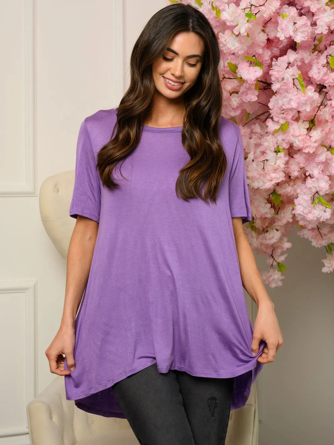 WOMEN'S SHORT RUFFLE SLEEVE PLEATED BACK TOP