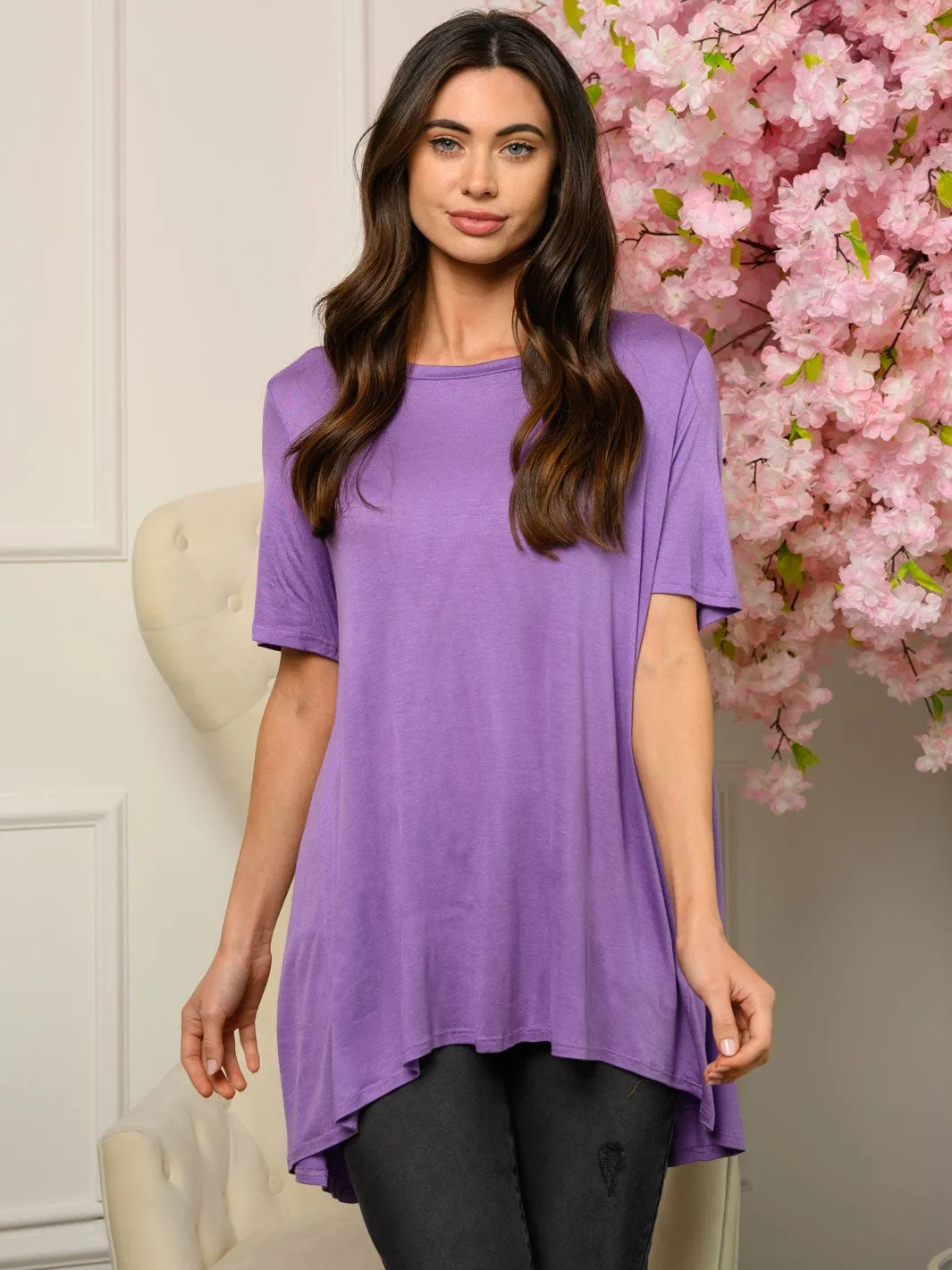 WOMEN'S SHORT RUFFLE SLEEVE PLEATED BACK TOP