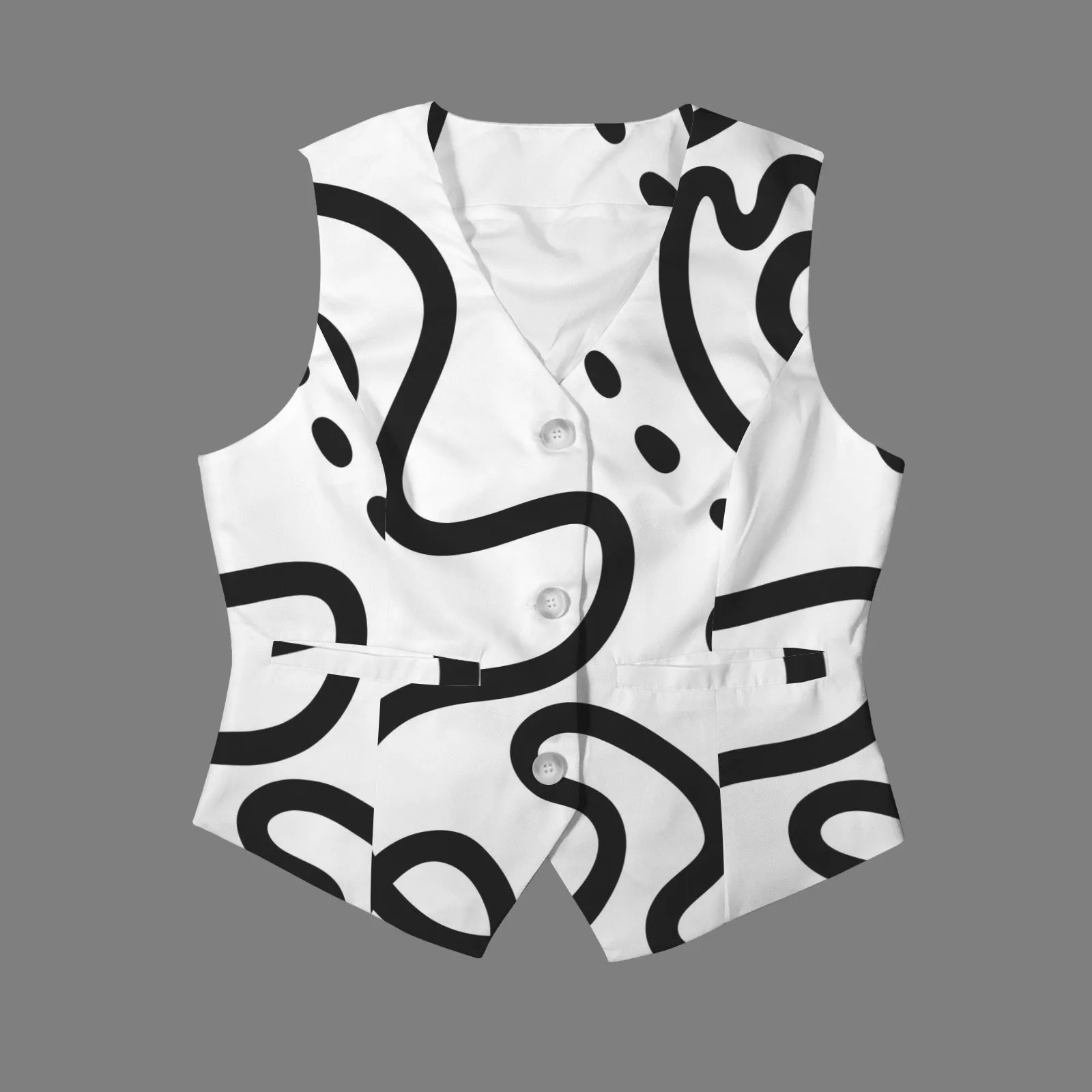 Women's V-Neck Sleeveless Button Pocket Vest
