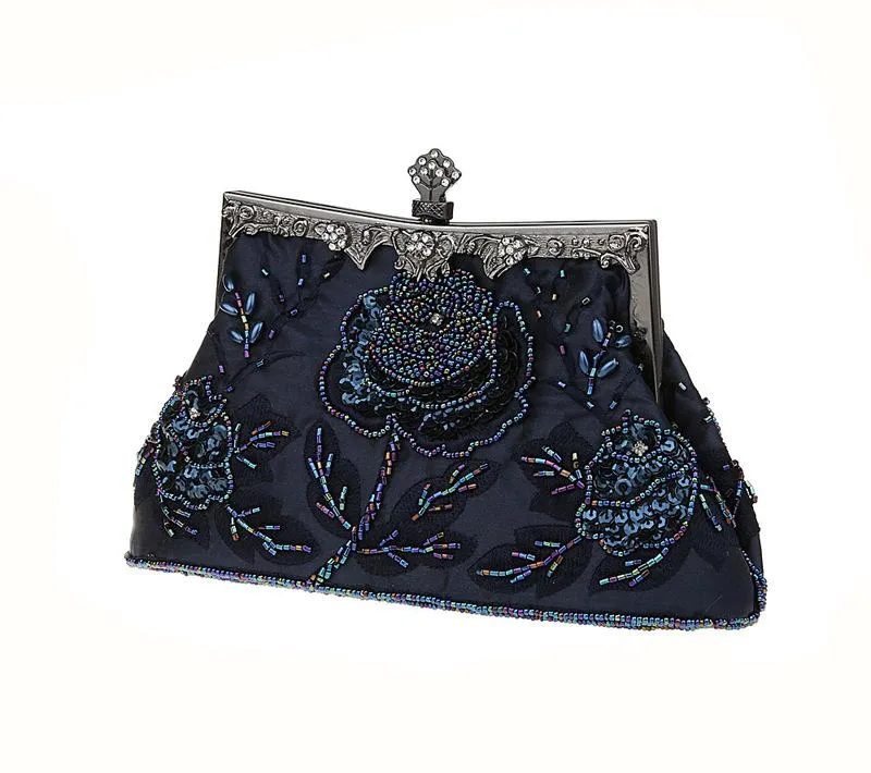 Women's Vintage Style Roses Beaded And Sequined Evening Bag |JaosWish