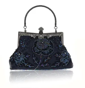 Women's Vintage Style Roses Beaded And Sequined Evening Bag |JaosWish
