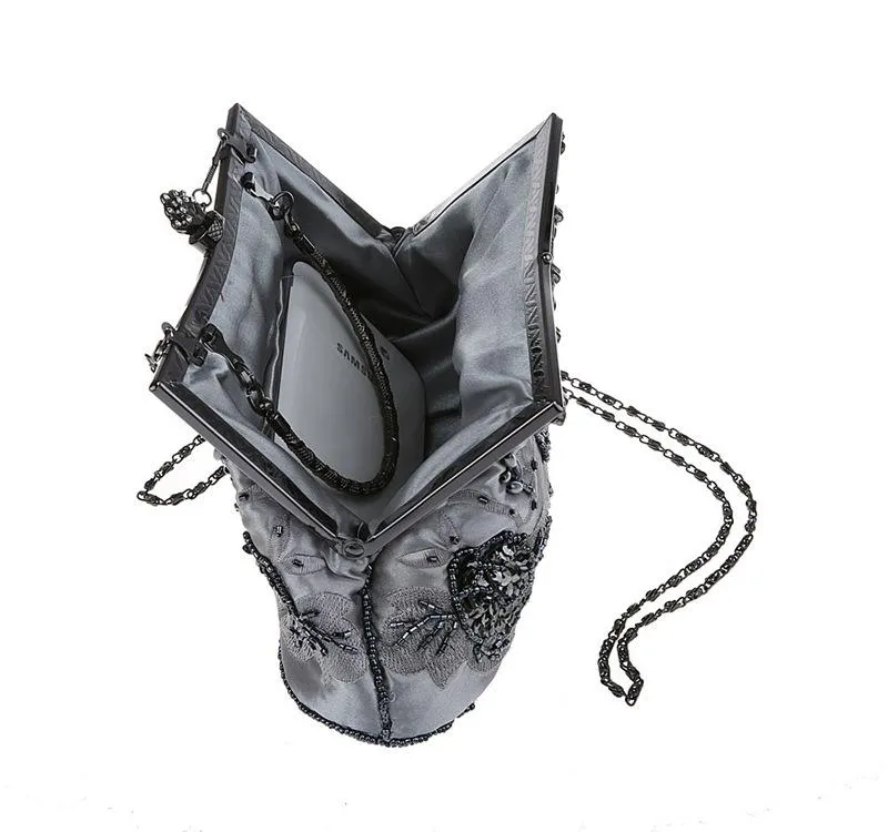 Women's Vintage Style Roses Beaded And Sequined Evening Bag |JaosWish