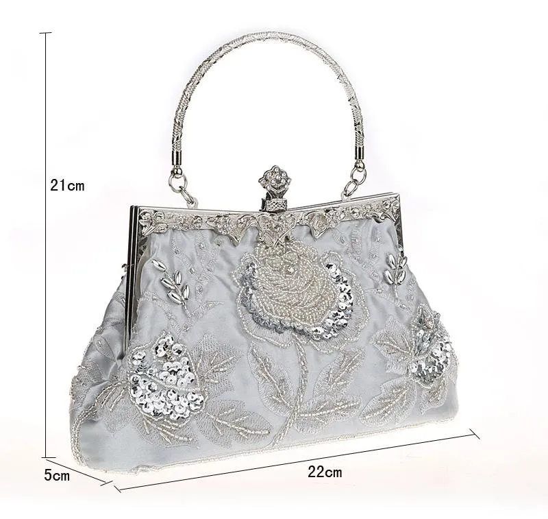 Women's Vintage Style Roses Beaded And Sequined Evening Bag|JaosWish
