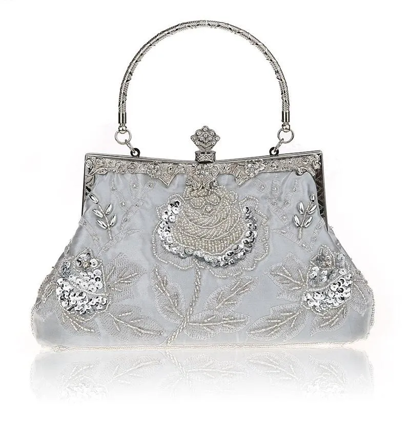 Women's Vintage Style Roses Beaded And Sequined Evening Bag|JaosWish