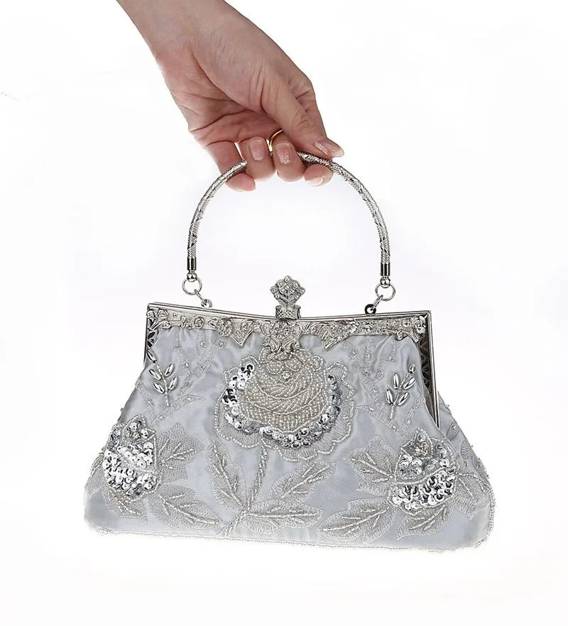 Women's Vintage Style Roses Beaded And Sequined Evening Bag|JaosWish