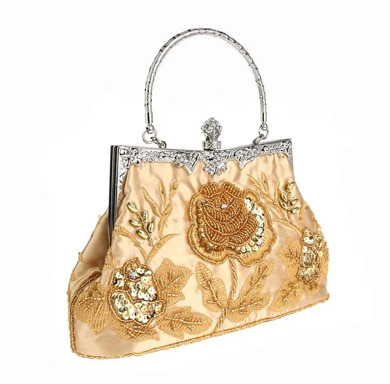 Women's Vintage Style Roses Beaded And Sequined Evening Bag|JaosWish