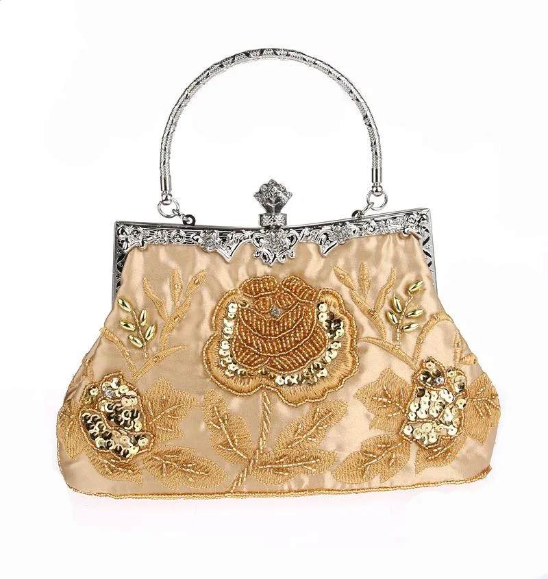 Women's Vintage Style Roses Beaded And Sequined Evening Bag|JaosWish