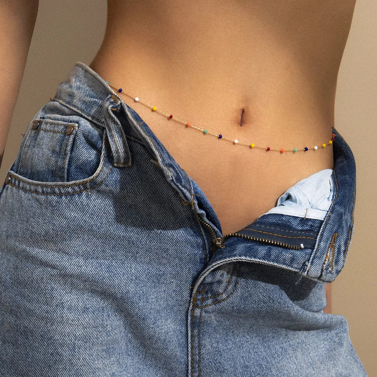 Yellow Acrylic & 18K Gold-Plated Multicolor Waist Chain