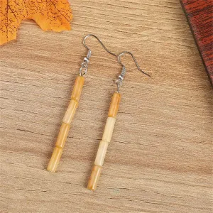 Yellow Quartz & Silver-Plated Cylinder Bead Drop Earrings