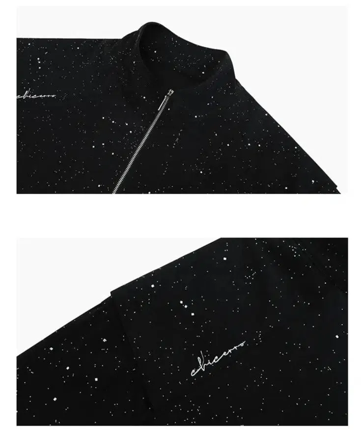Zip-Up Short Sleeve Sequined Shirt
